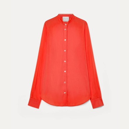 Camicia serafino in voile di cotone e seta