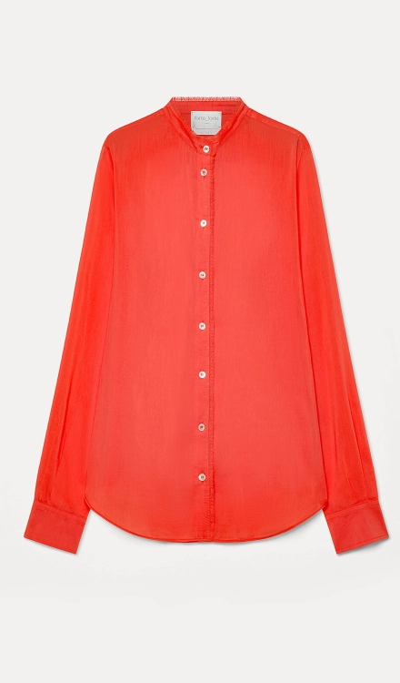 Camicia serafino in voile di cotone e seta