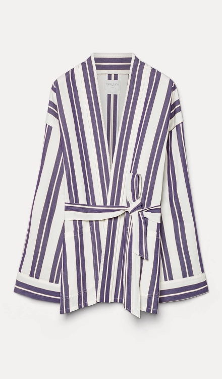 Kimono in lino e cotone ricamato