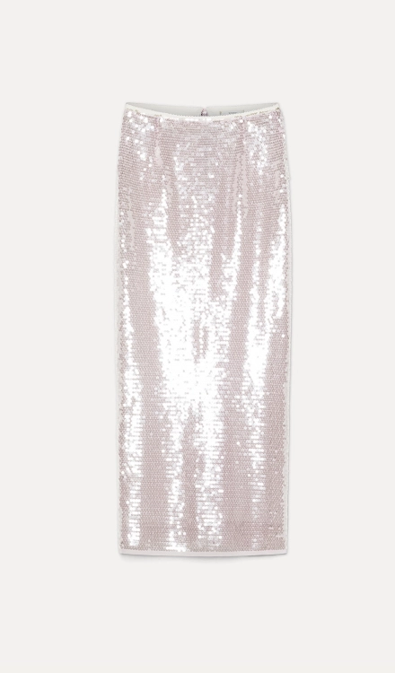 Gonna a tubino con paillette “liquid sequins”