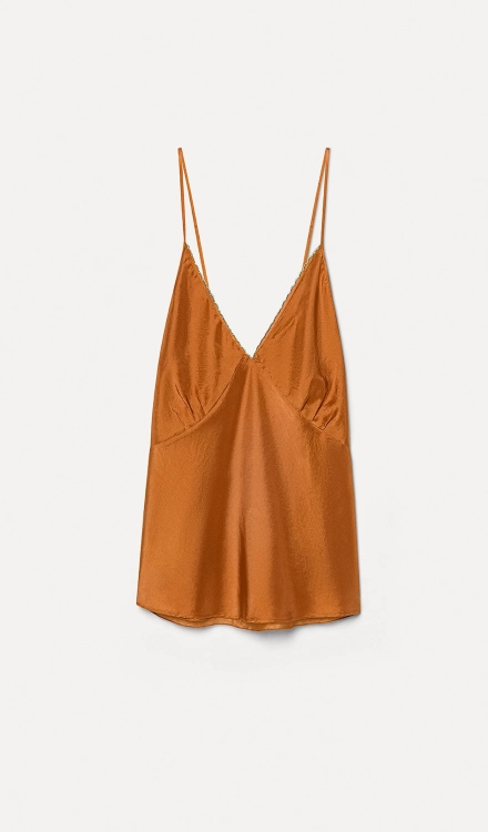 Top in seta habotai con ricamo