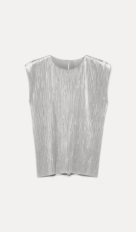 Top plissé in jersey silky velvet calcedonio