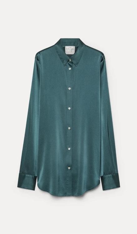 Camicia in raso di seta pesante jade