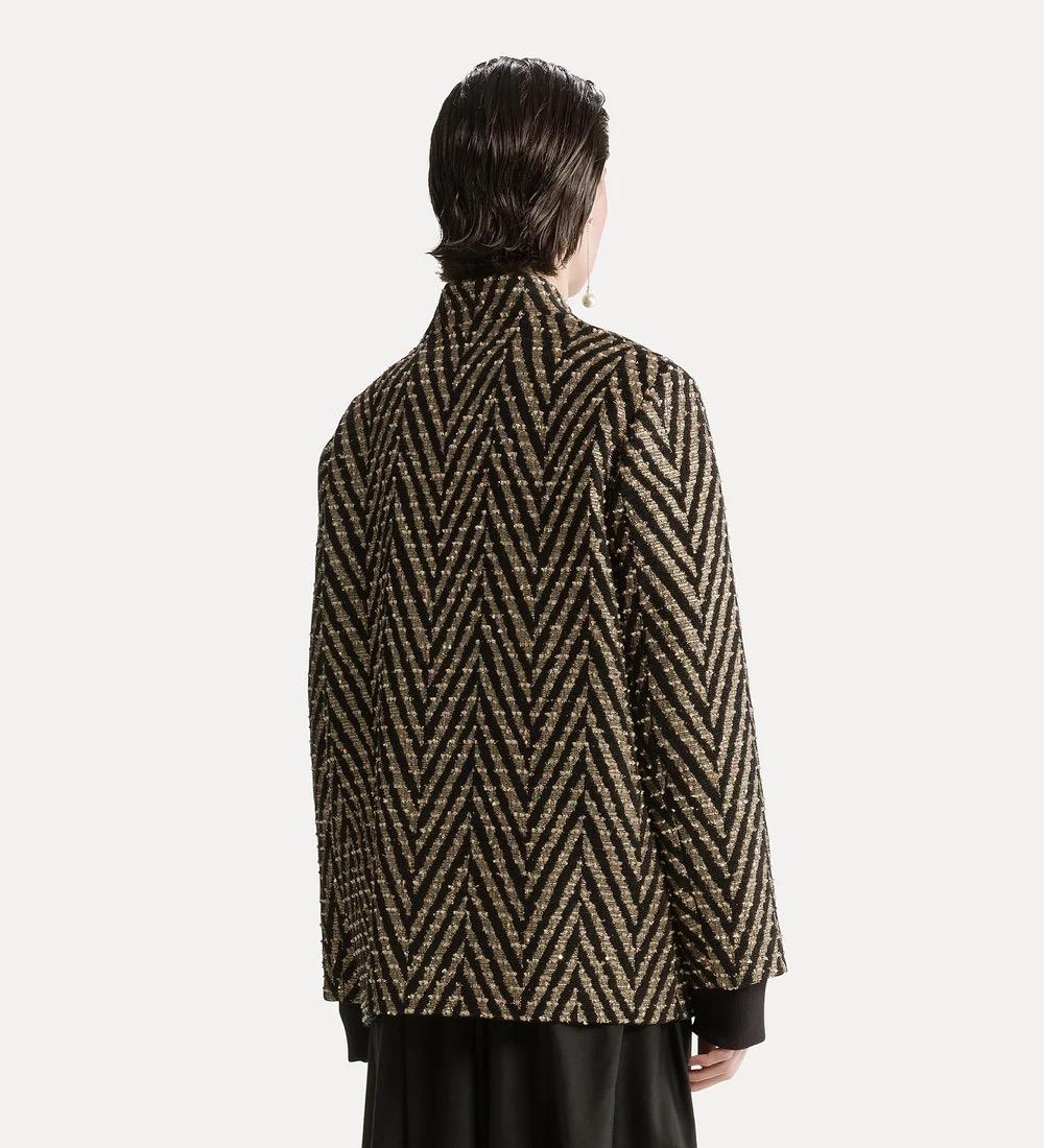 Giacca over in jacquard chevron nero - immagine 3