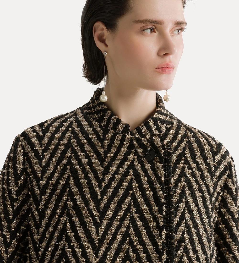Giacca over in jacquard chevron nero - immagine 4