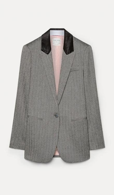 Blazer in chevron jaspé nero