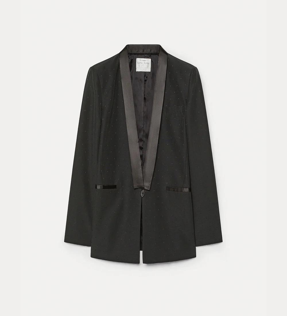 Giacca da smoking in jaquard pois nero