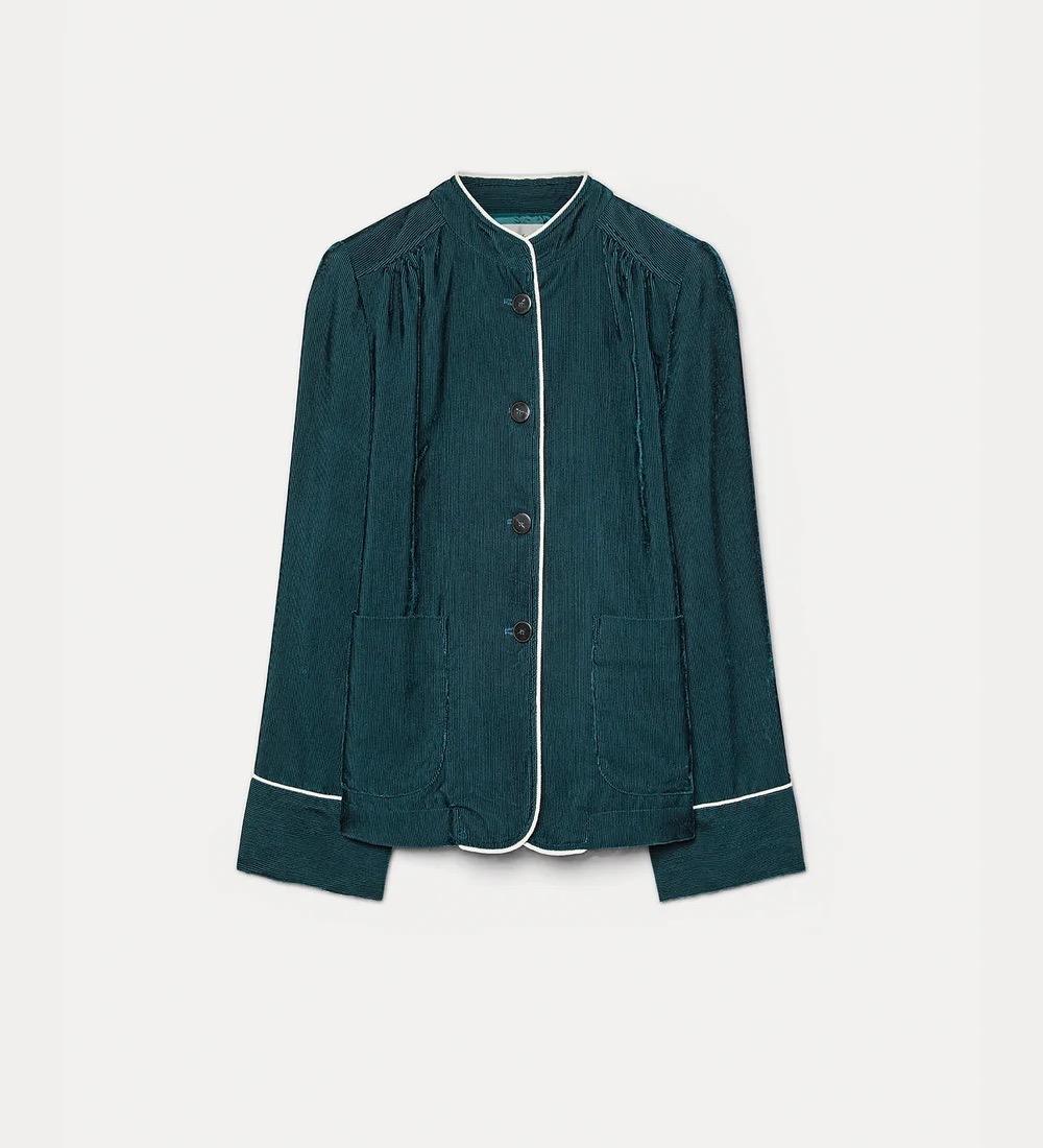 Giacca in velluto duemila righe jade