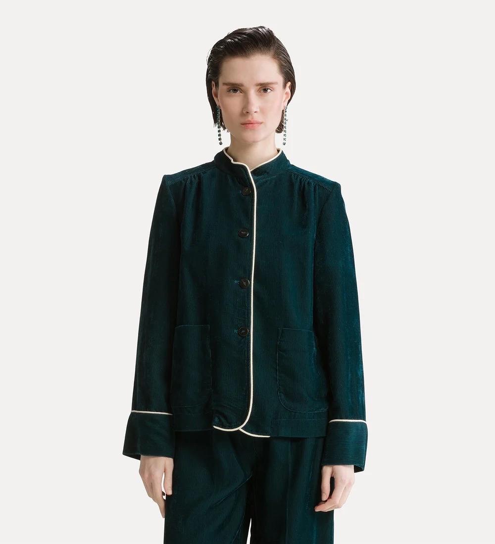 Giacca in velluto duemila righe jade - immagine 2