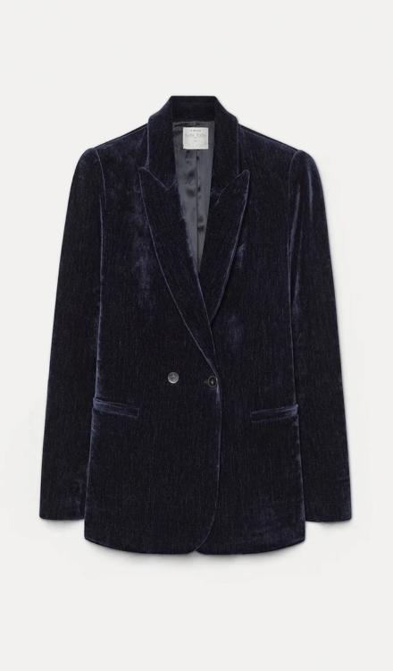 Blazer doppiopetto in velluto notte