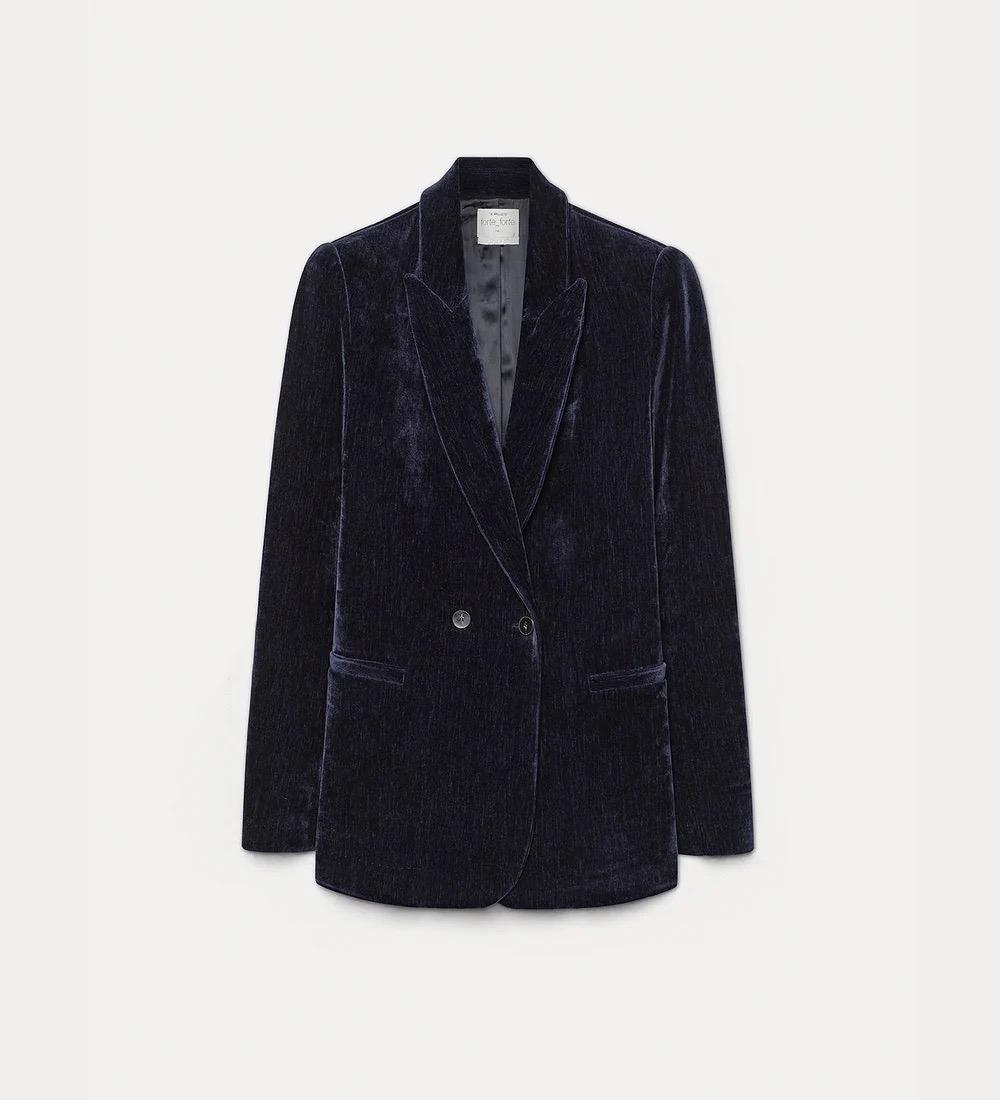 Blazer doppiopetto in velluto notte