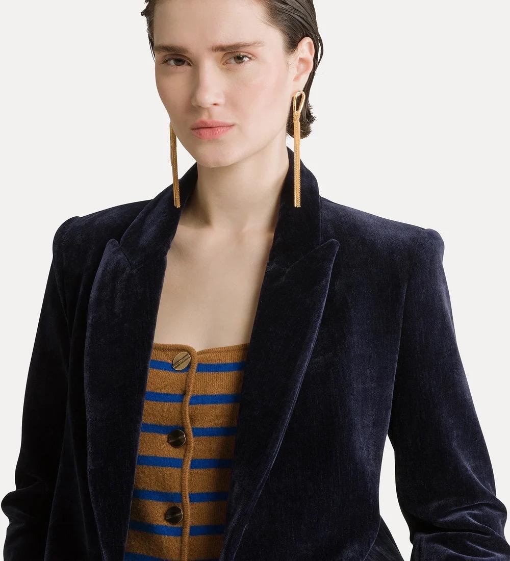 Blazer doppiopetto in velluto notte - immagine 4