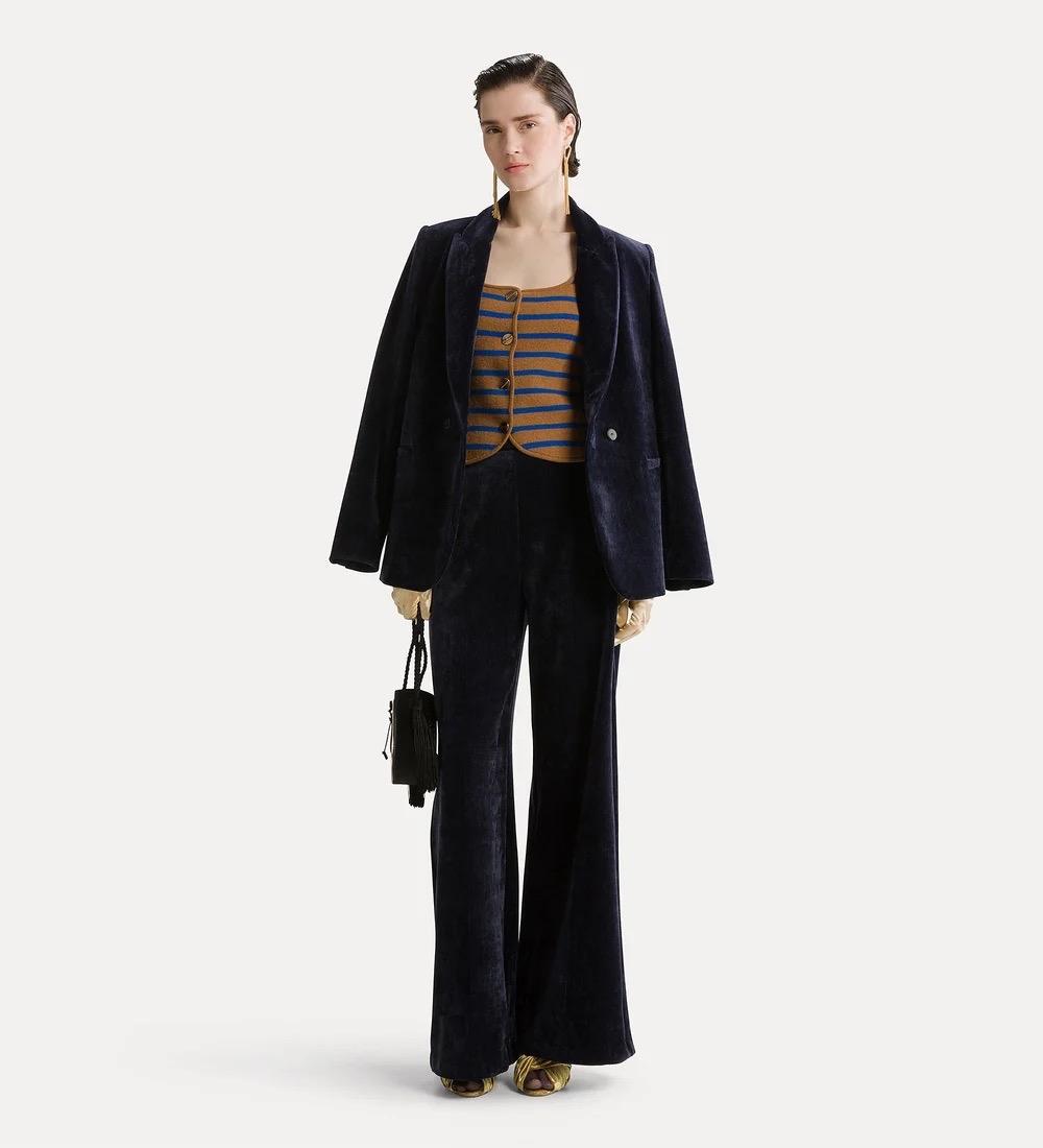 Blazer doppiopetto in velluto notte - immagine 5