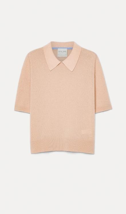 Polo manica corta in garza di lana e cashmere cashmere