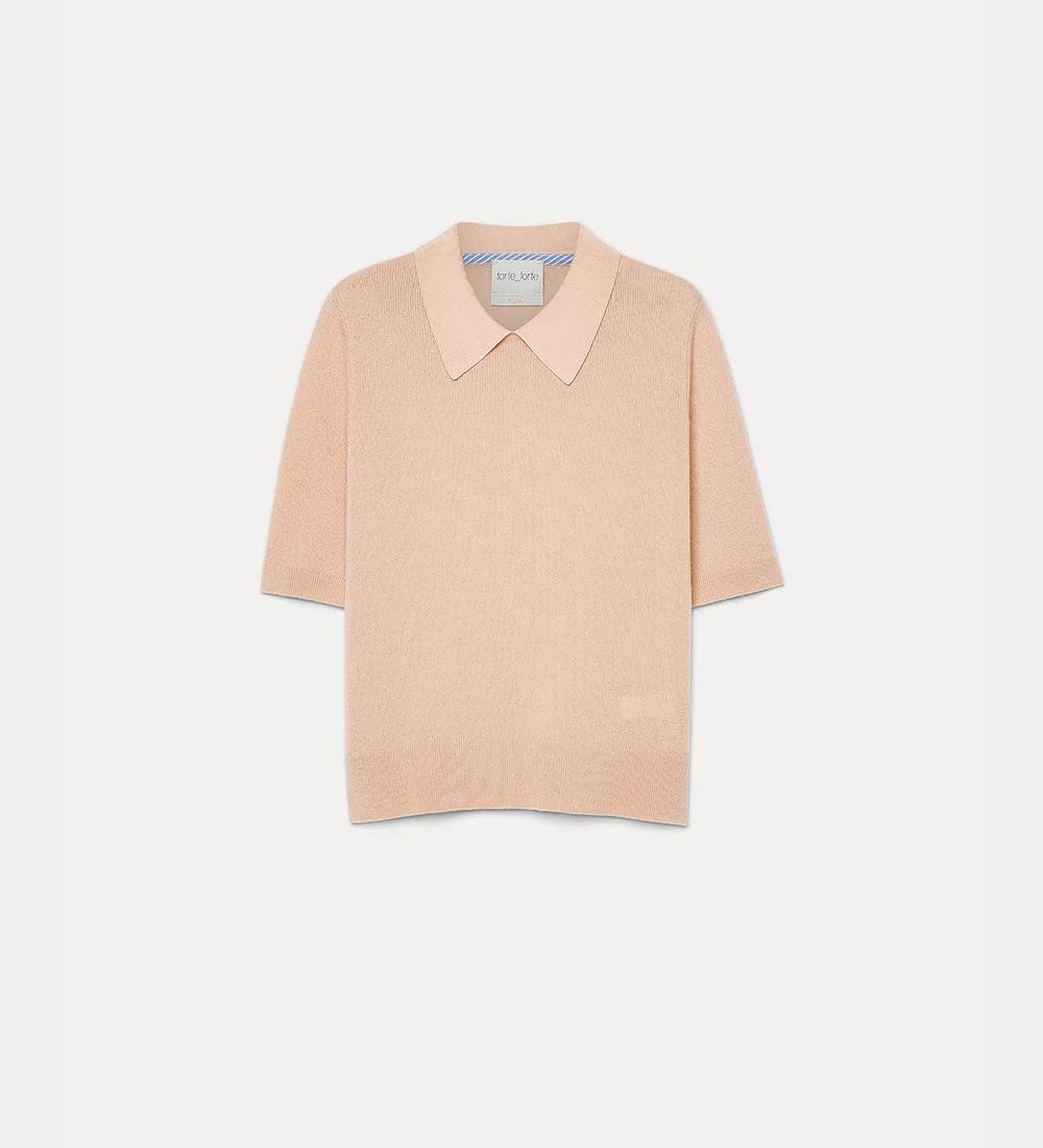 Polo manica corta in garza di lana e cashmere cashmere