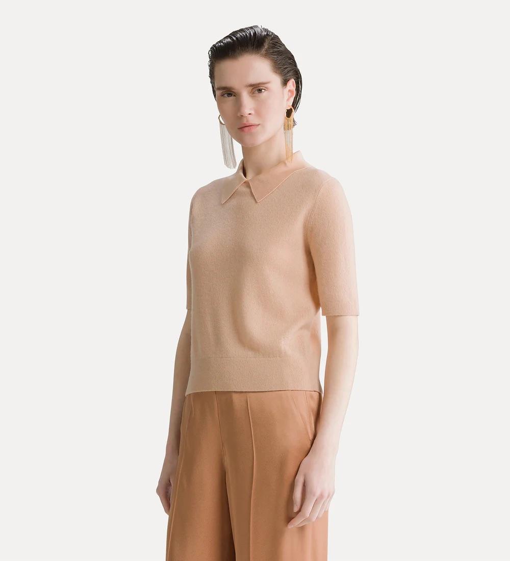 Polo manica corta in garza di lana e cashmere cashmere - immagine 2