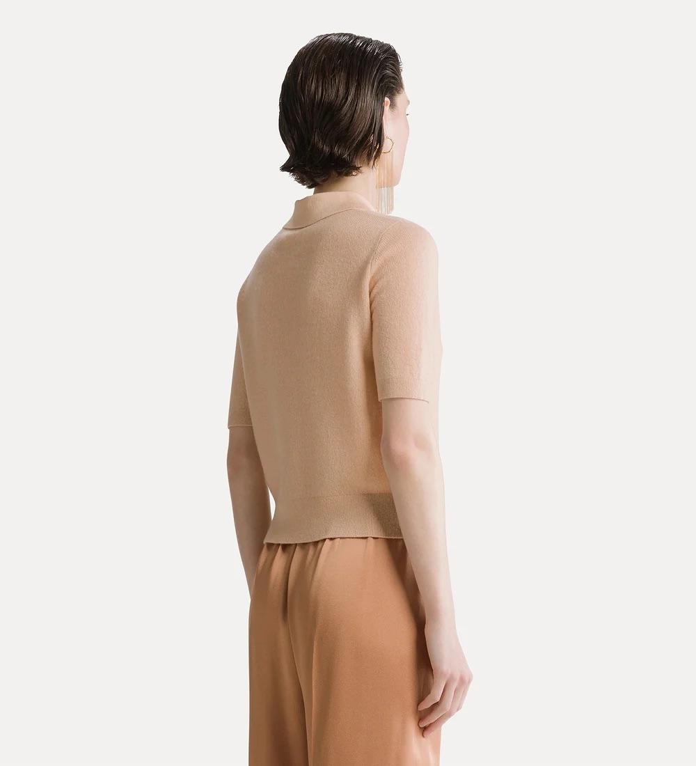 Polo manica corta in garza di lana e cashmere cashmere - immagine 3