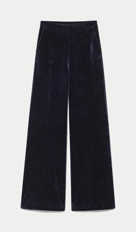 Pantalone a vita alta in velluto notte
