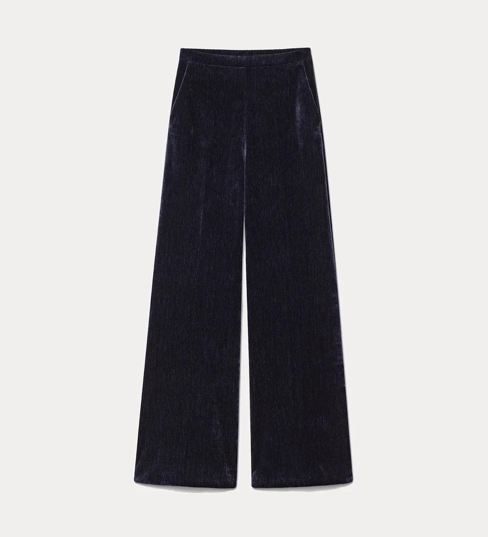 Pantalone a vita alta in velluto notte