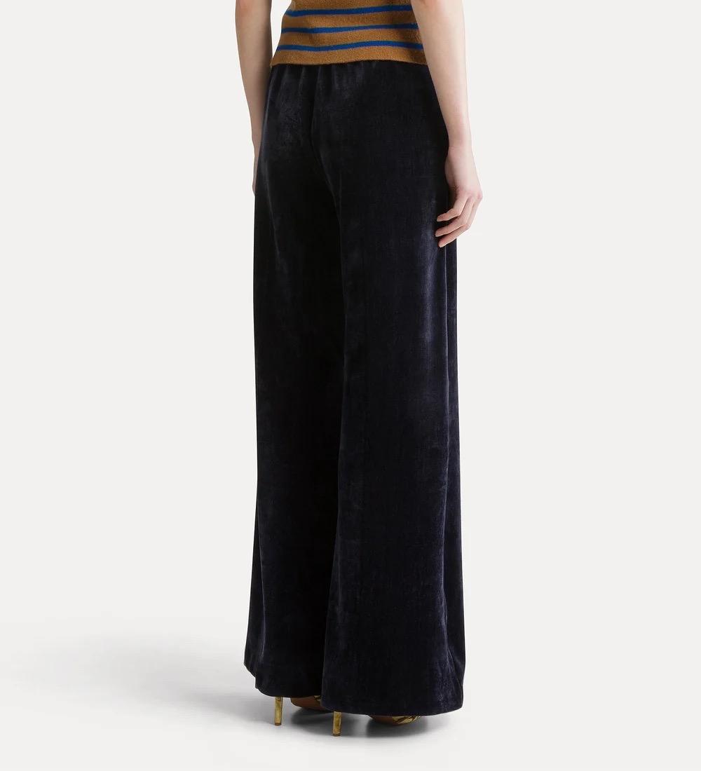 Pantalone a vita alta in velluto notte - immagine 3