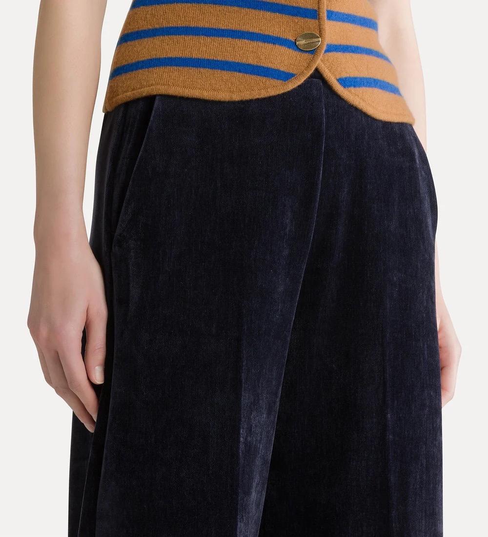 Pantalone a vita alta in velluto notte - immagine 4