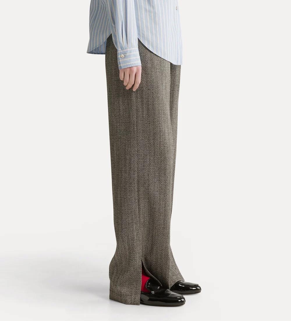 Pantalone in chevron jaspé nero - immagine 2