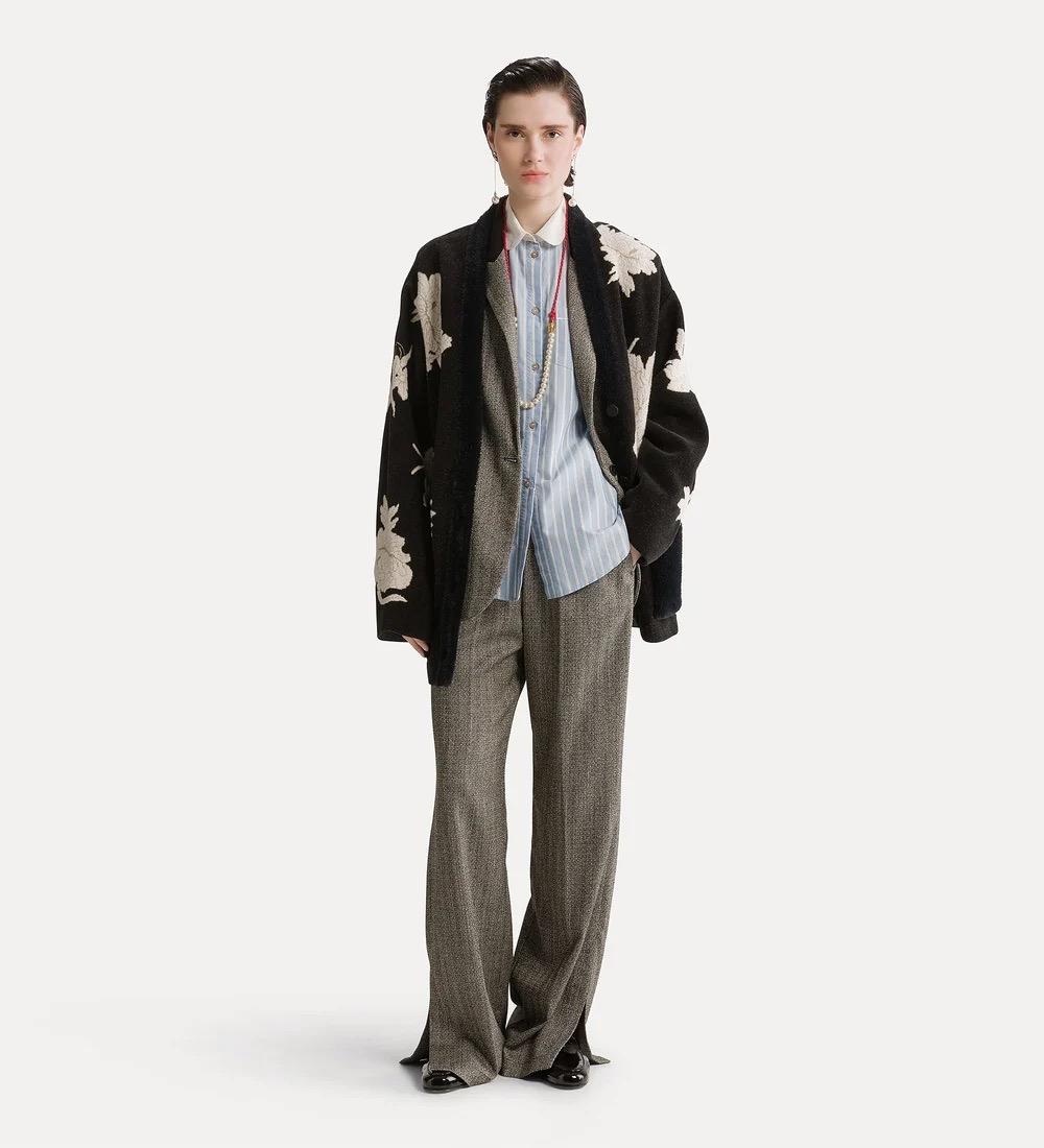 Pantalone in chevron jaspé nero - immagine 5