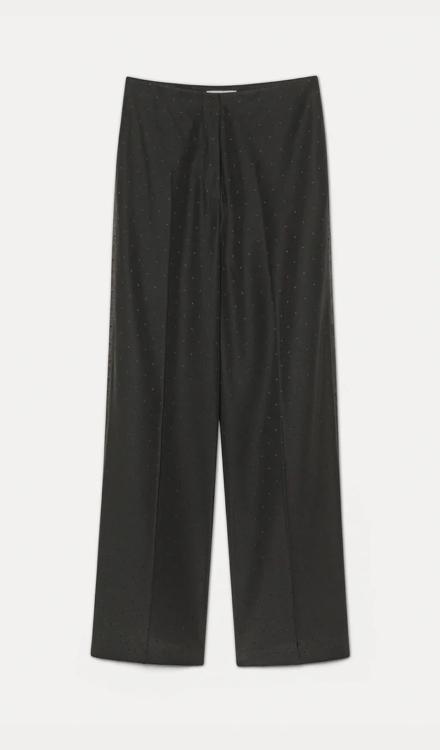 Pantalone sartoriale in jaquard pois nero