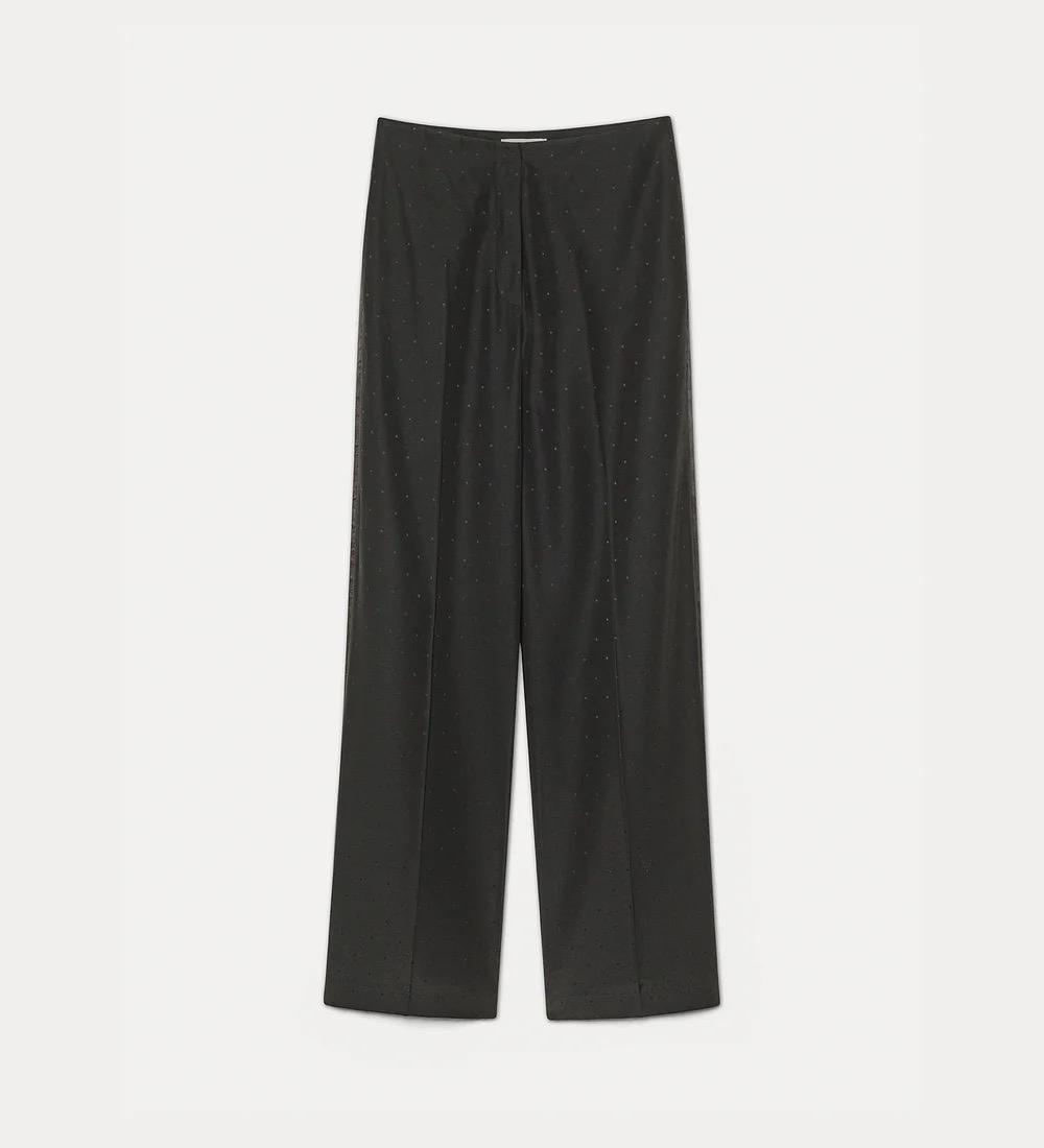 Pantalone sartoriale in jaquard pois nero