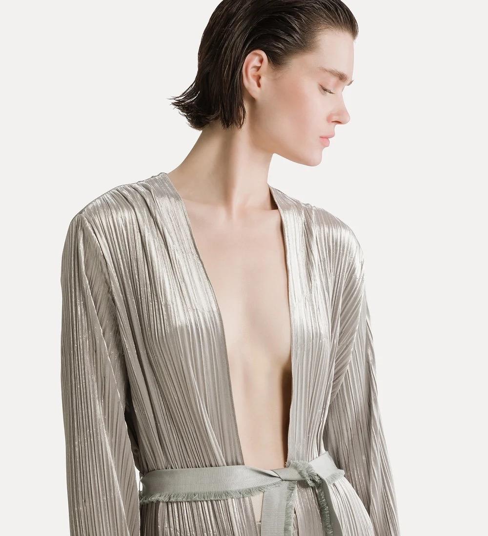 Robe de chambre plissé in jersey silky velvet calcedonio - immagine 4