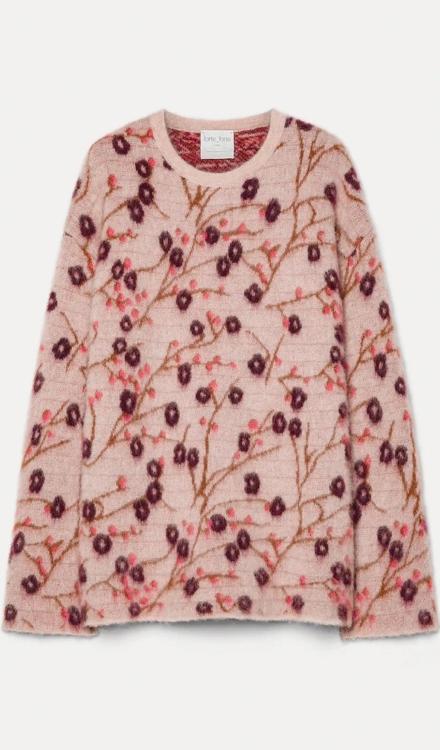 Maglia jaquard garzata “cherry blossom” loto