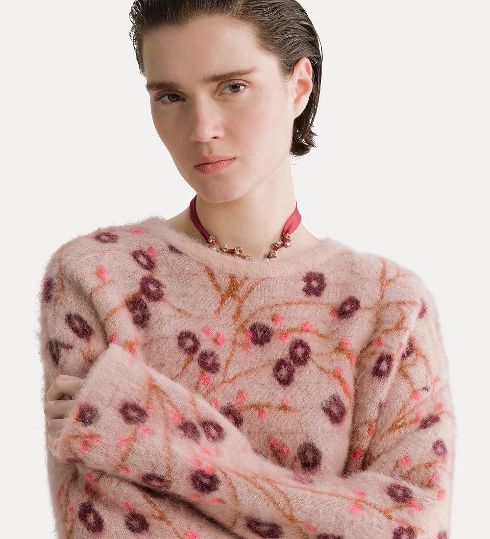 Maglia jaquard garzata “cherry blossom” loto - immagine 4